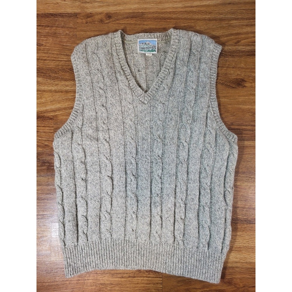 Vintage Timberline‎ USA Beige Cable Knit Vest Wool Blend Size Large